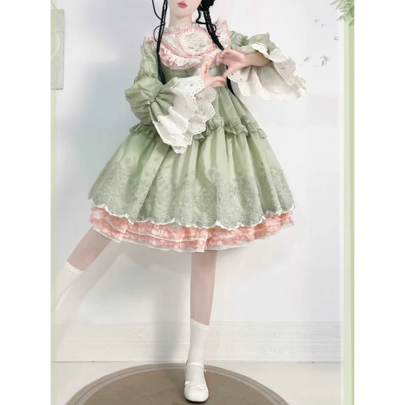 Japońska sukienka Cos Kawaii Lolita kobiety wiktoriański Vintage suknie ślubne księżniczka Party dziewczęca koronkowa kokarda elegancka odzież Lolita