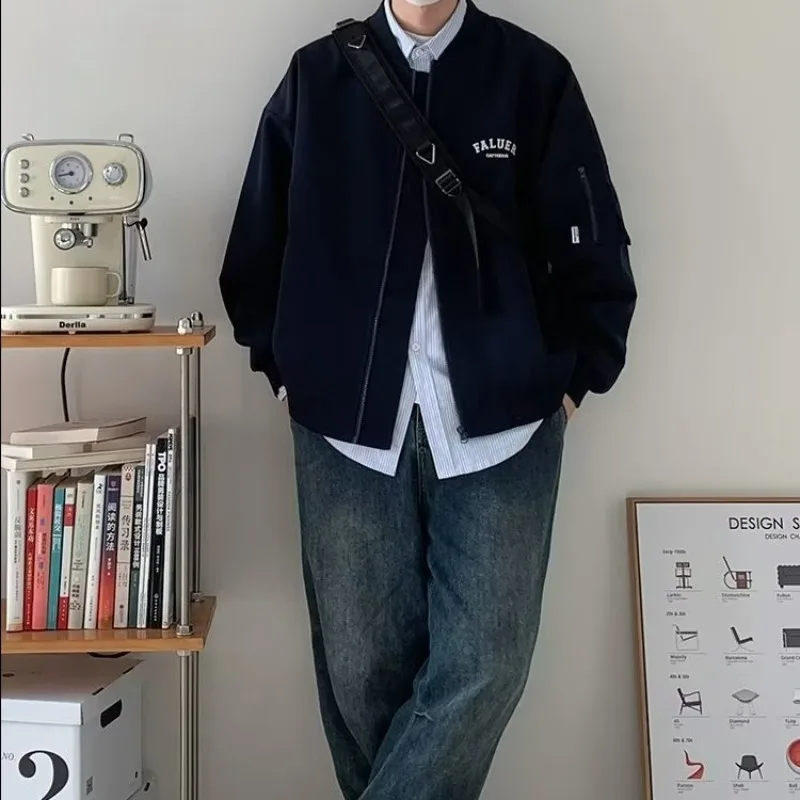 

Trendy Baseball Jaet Men's Loose Pilot Sle Air Force Coat Spring Autumn New Faion Polyester Fabric Youth Casual Jaet