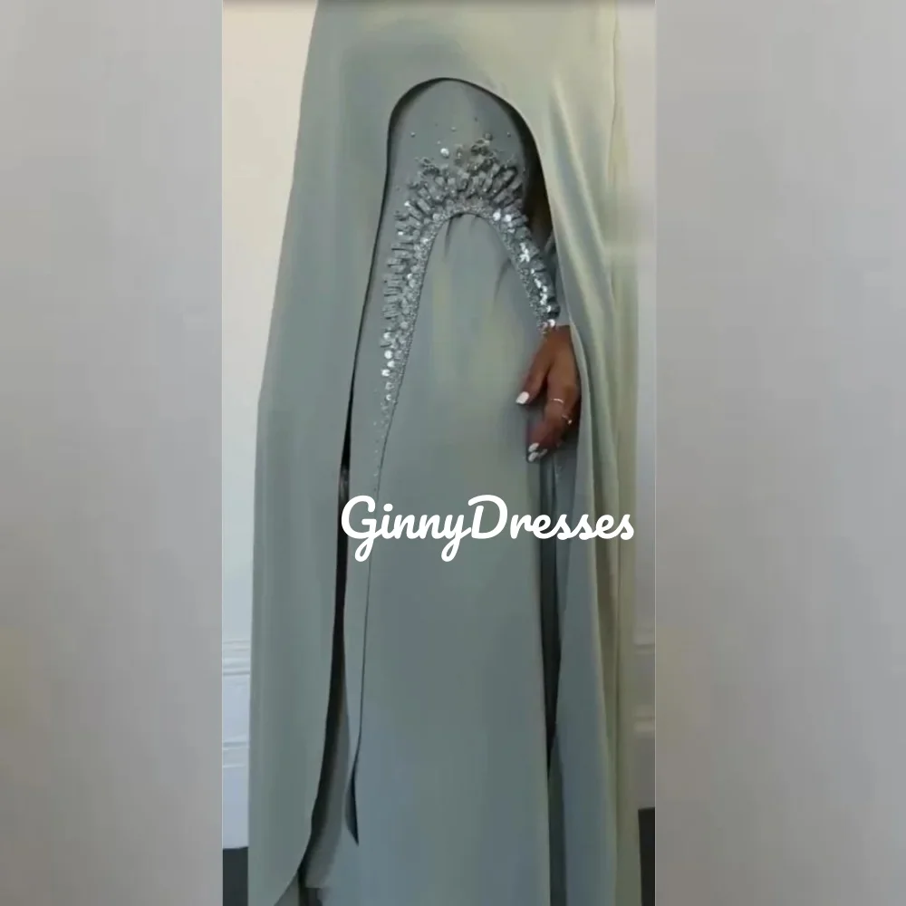 

فساتين سهرة Customize Column Scoop Neckline Dresses For Prom Floor-Length Zipper Up Cap Straps Beaded Elegant And Pretty Women