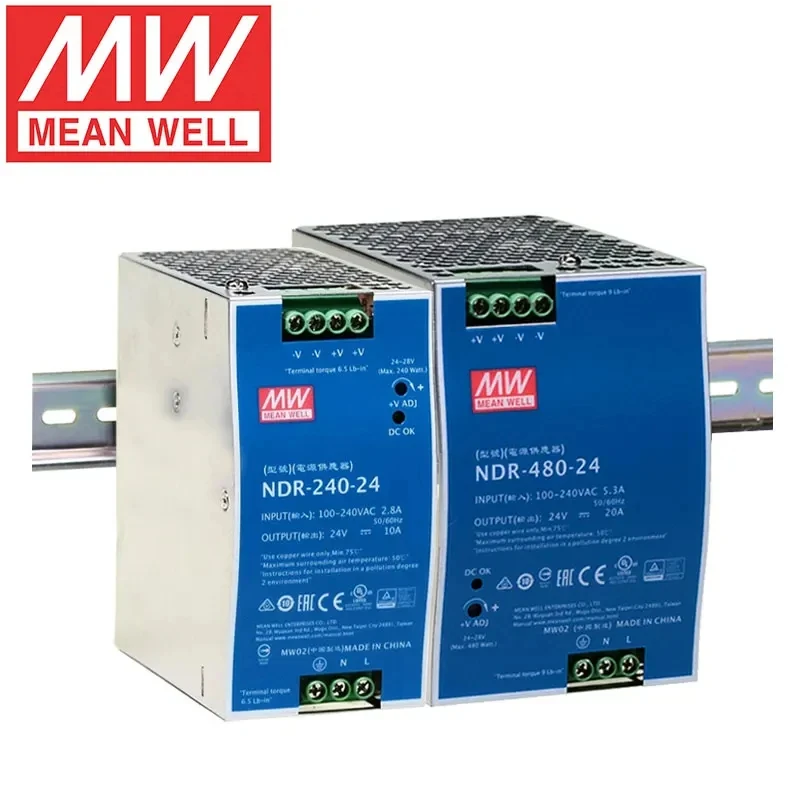 

Mean Well NDR-240-48 75W 120W 240W Industrial 12v 24v 48v 5a 10a Din Rail Slim Power Supply with PFC