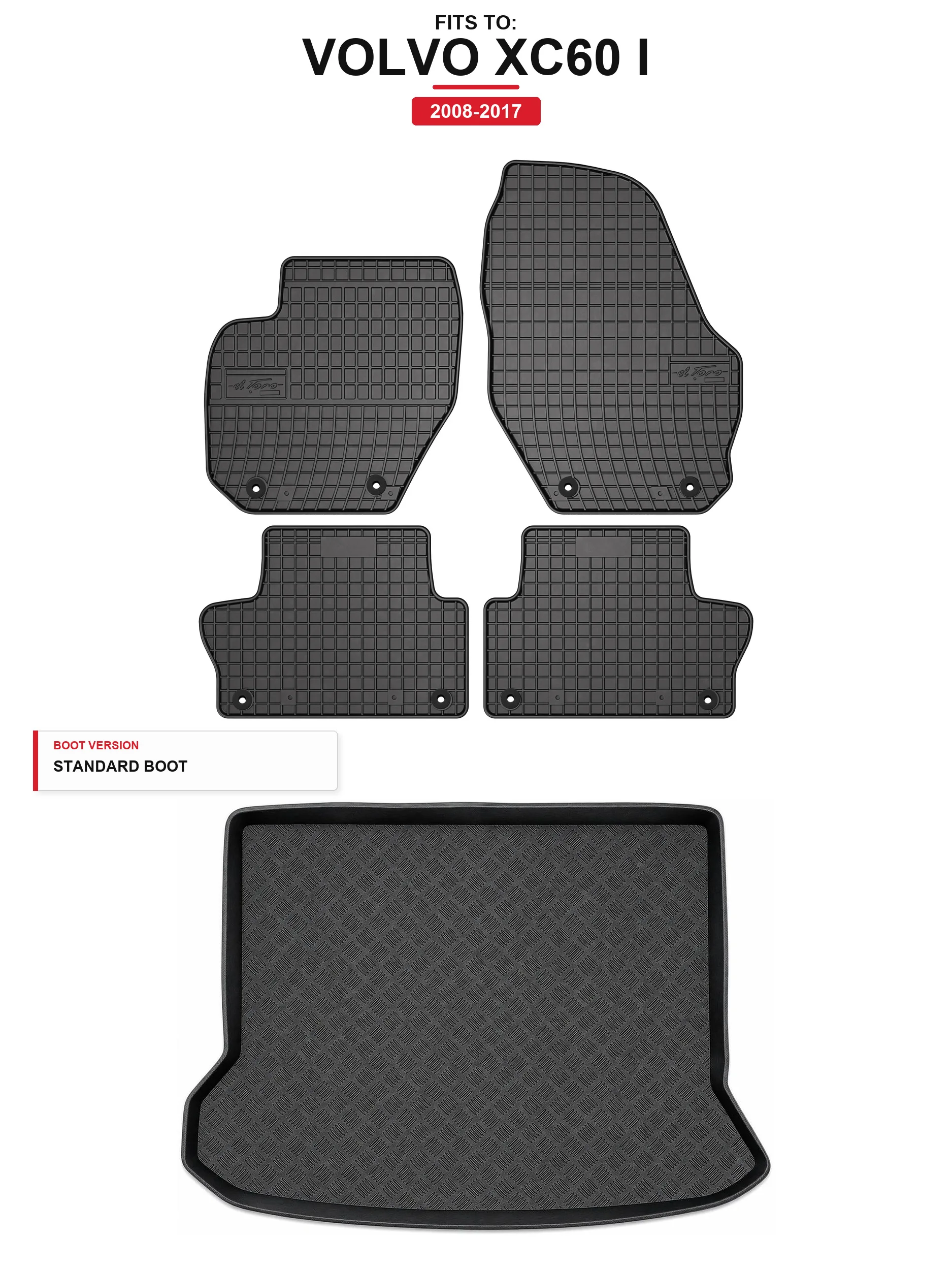 Rubbermatten Solidpro + kofferbakmat voor: Volvo Xc60 I 2008-2017 5 El.