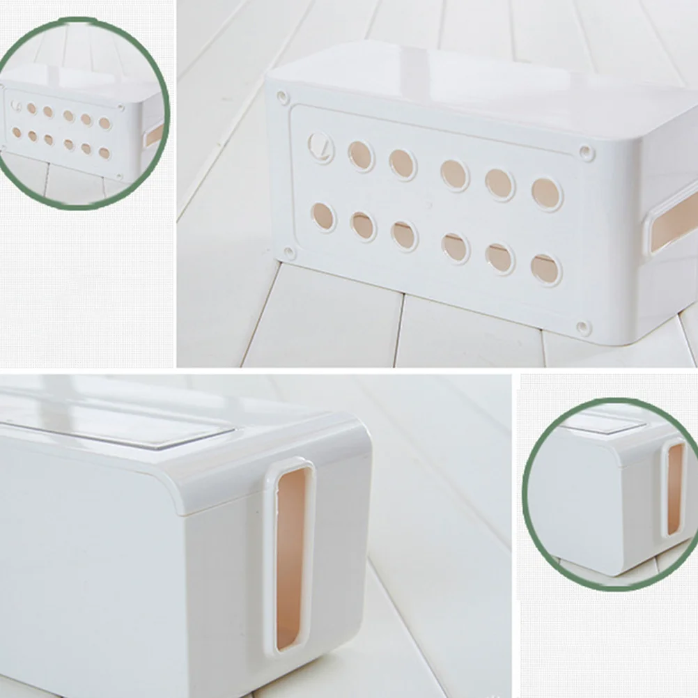

White M Size Cable Management Strip Storage Container Cord Organizer for Chargers Adapters Splitters Home Office Desk