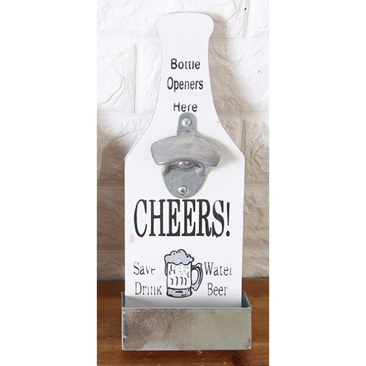 Wooden Wall Mounted Beer Bottle Opener Rustic Country Style Bar Tool Home Kitchen Decor