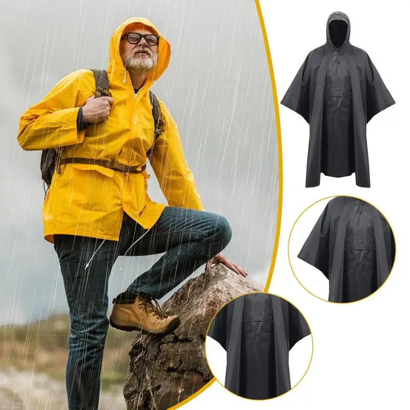 Outdoor Camping Raincoat Poncho Waterproof Long Raincoat Thickened Women Men Rain Coat Hooded For Outdoor Hiking Travel Climbing