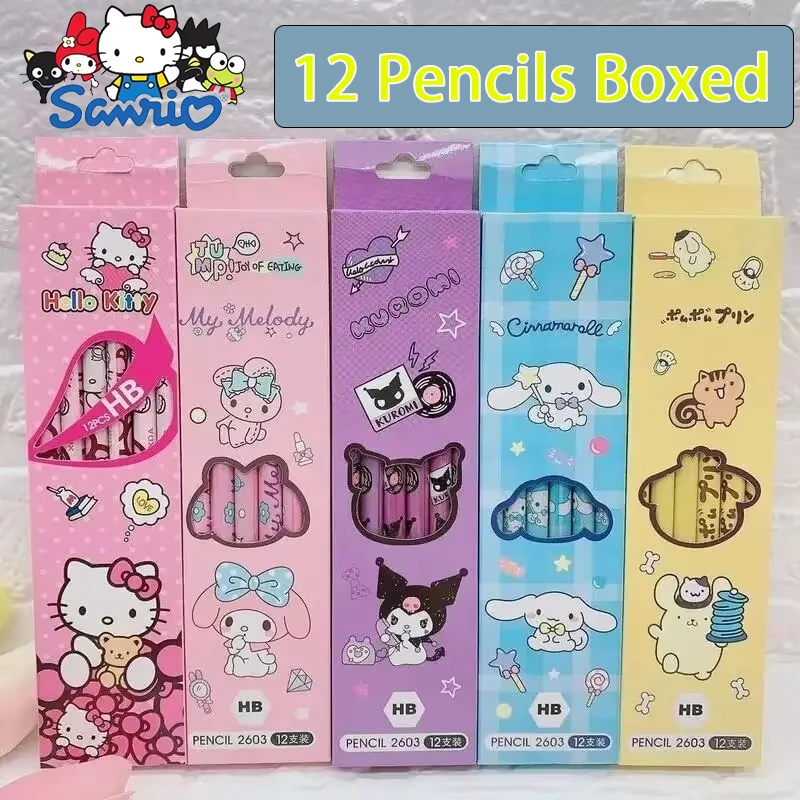 12 قطعة سانريو مرحبا كيتي Hb قلم رصاص كورومي سينامورول لوازم مكتبية ميلودي الكتابة رسم مجموعة أقلام هدايا جائزة الطالب 