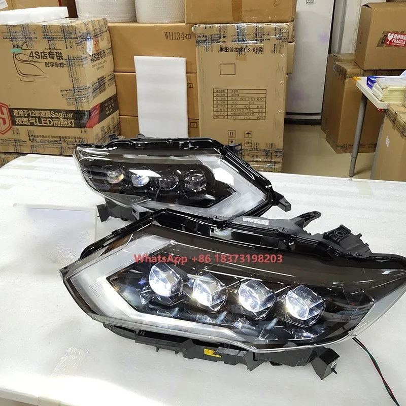 

Для NISSAN X-trail Rogue передние фонари, светодиодный головной фонарь в сборе, 2017, черный корпус с дневными ходовыми огнями