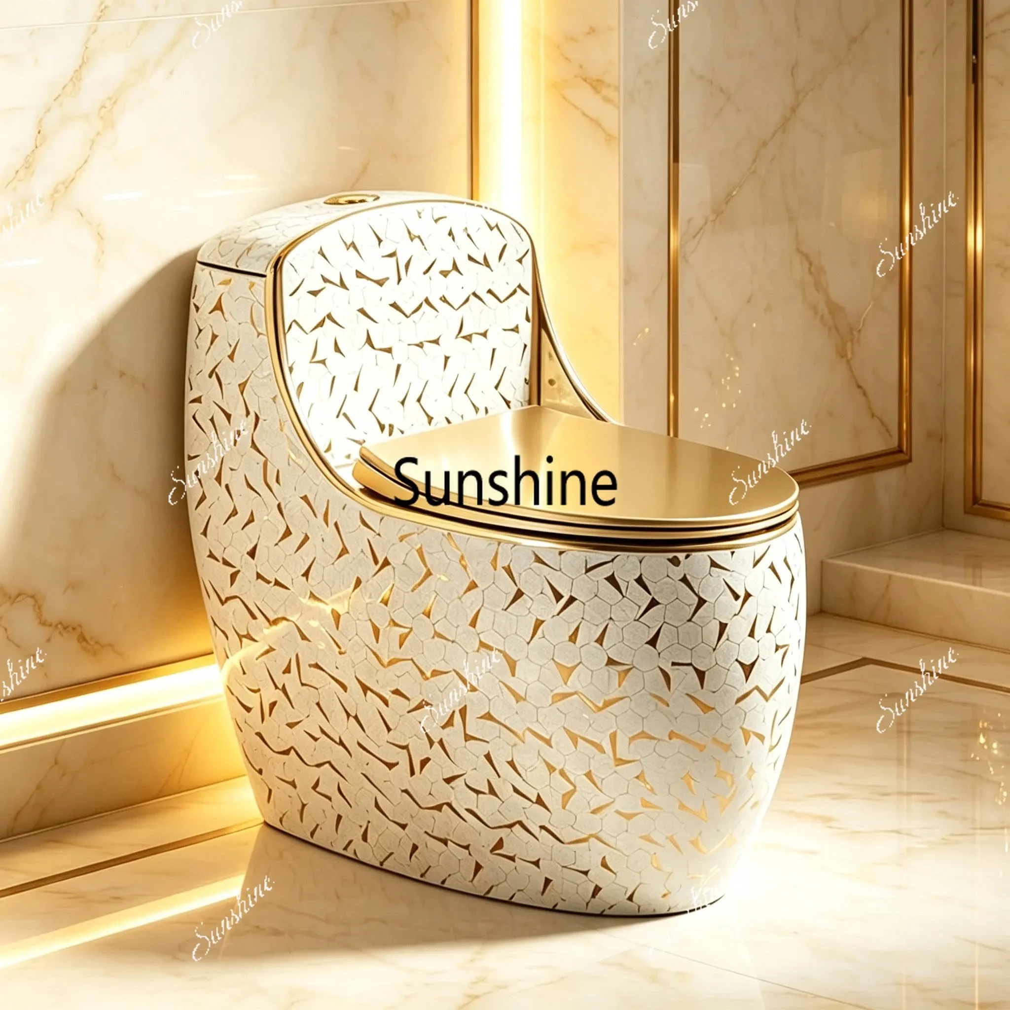 European household golden egg-shaped toilet siphon colored water-saving toiletT*