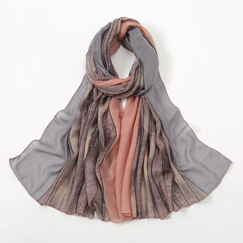 

New Gradient Color Patchwork Women Scarf Girls Summer Solid Sunscreen Thin Scarves Soft Foulard Shawl Casual Female Wrap Shawls