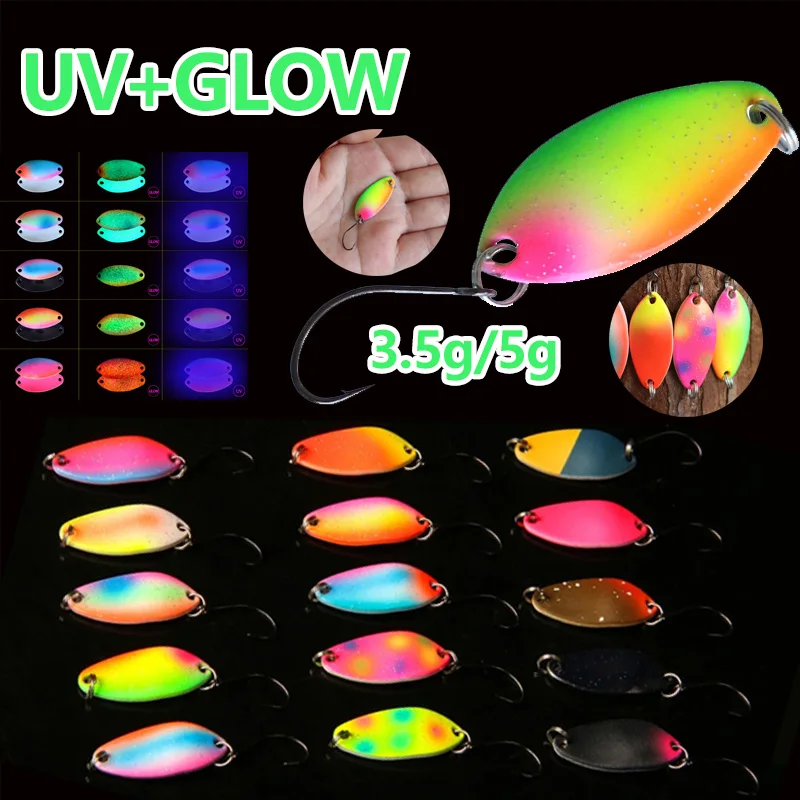 3.5g 5g Full Swimming Double Painted Spinner Layer Spoon Lure  Luminous UV Spinner Bait Double-sided Painting Spoon Fishing Lure