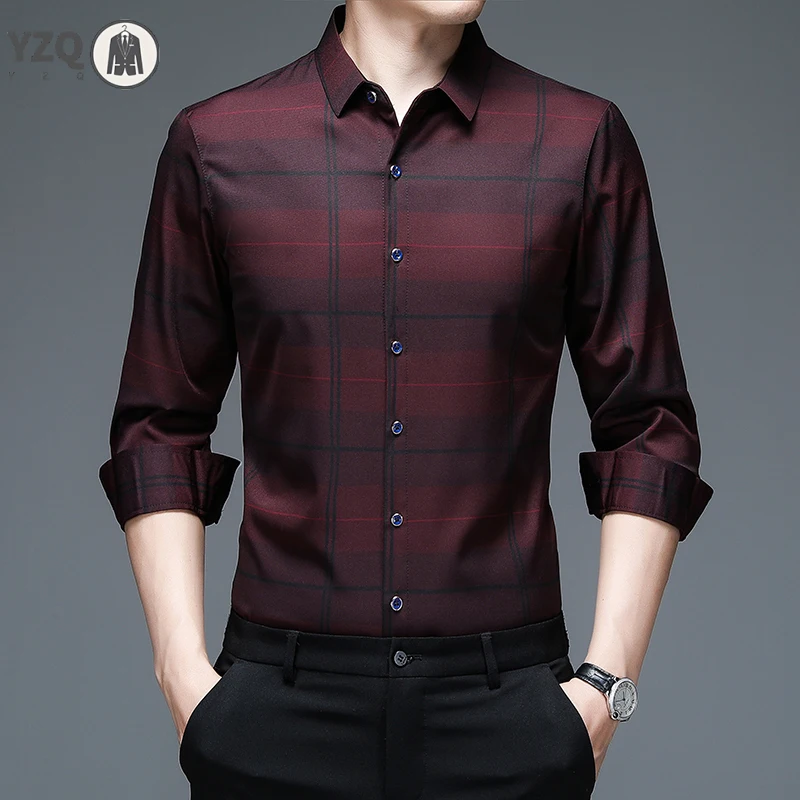 New Men\'s Casual Printed Long Sleeved Lapel Shirt for Spring and Autumn Fashion Comfortable Wrinkle Free Top Without Ironing