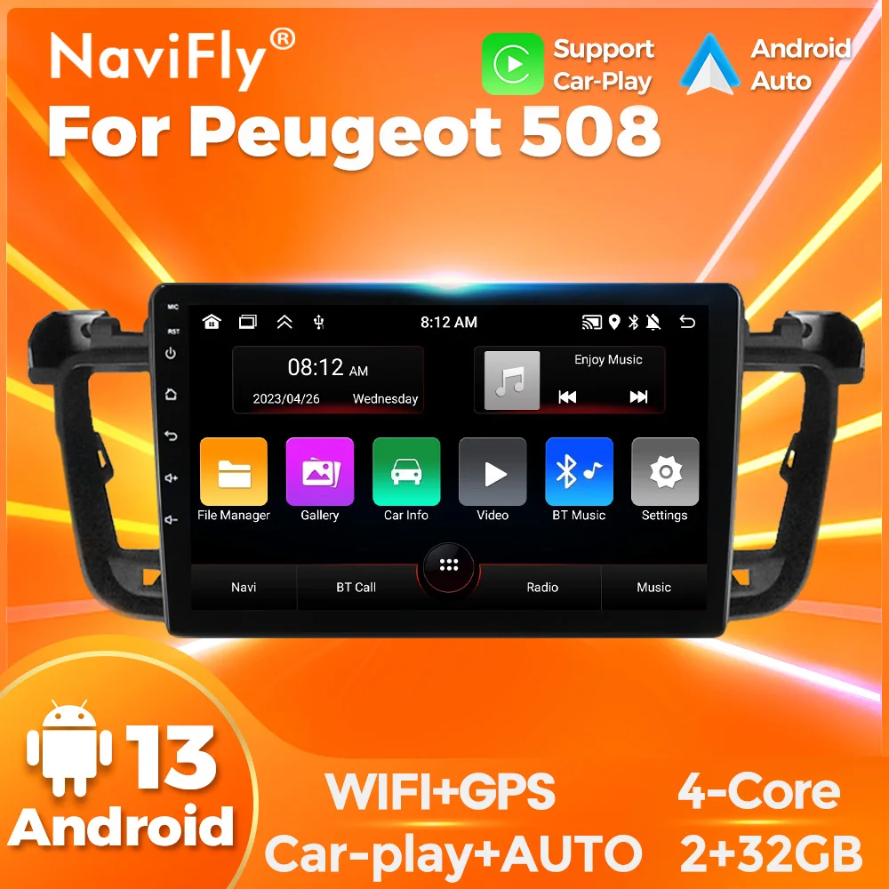 

NaviFly Car Radio Intelligent System For Peugeot 508 2011-2018 Multimedia Video Player Navigation GPS Carplay Head Unit
