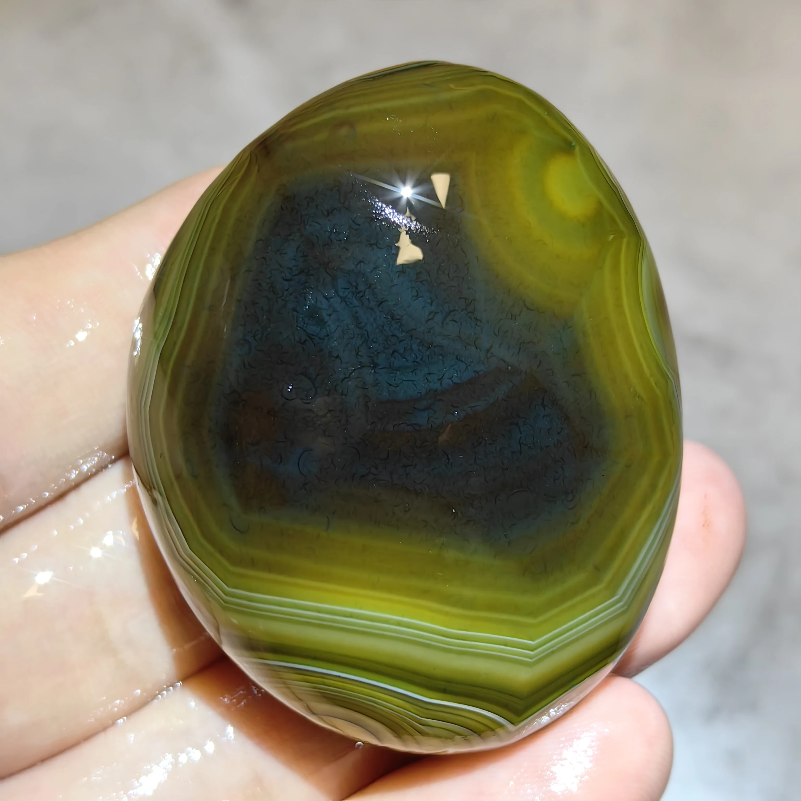 All-natural Divine Eyes Wishing Agate Palm Stone Meditation Stress Relief, Energy Work, Against Negativity, Ward Off Evil Amulet
