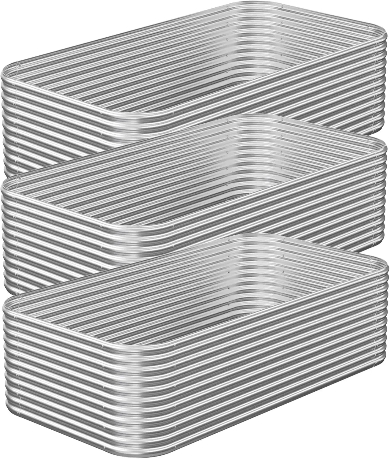 

4x2ft Galvanized Metal Raised Garden Bed 3 Pack for Vegetables, Flowers