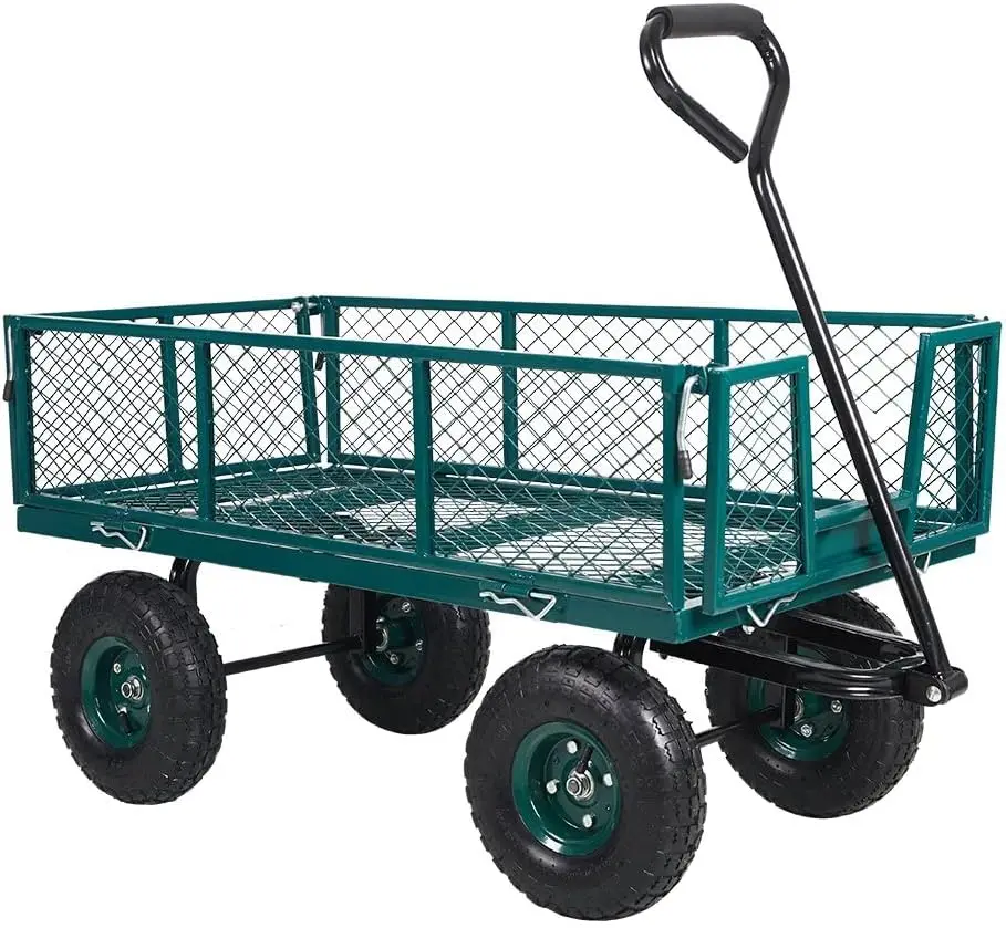 

Utility Wagon Farm and Heavy Duty Cart with Removable Folding Sides 550 Lb Load Capacity Perfect for Garden