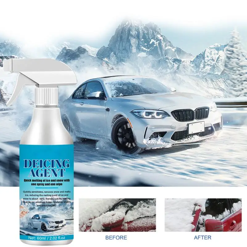 Snow Melting Spray Auto Windshield Deicing Solution Quickly and Easily Melts Ice Frost Minimal Scraping Improve Visibility Spray