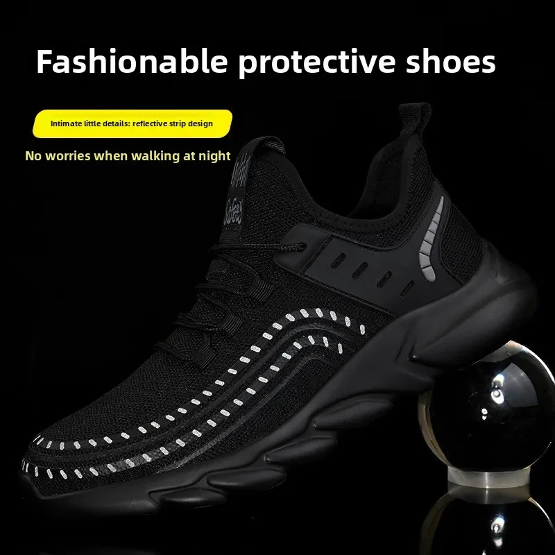 

Summer Men's Anti Smashing Anti Piercing Breathable Comfortable and Lightweight Steel Toe Fly Woven Work Shoes