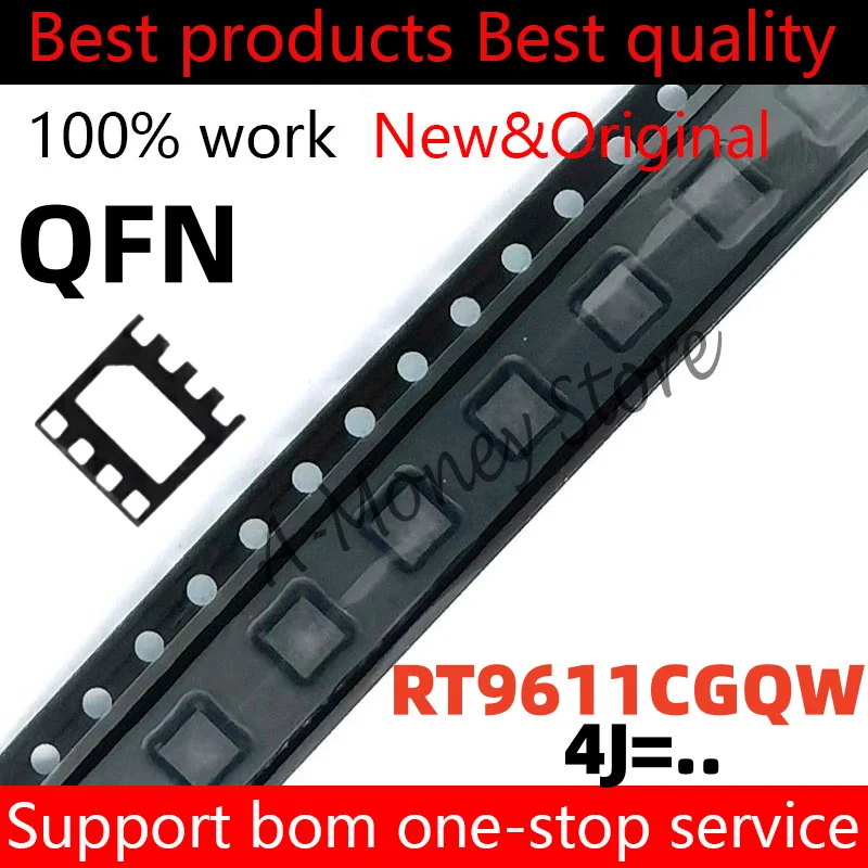 

(2-5pcs)RT9611C RT9611CGQW For Code : 4J=.. QFN-8