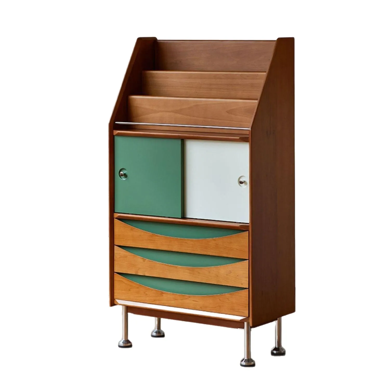Magazine cabinet retro solid wood locker living room display home small apartment storage cabinet