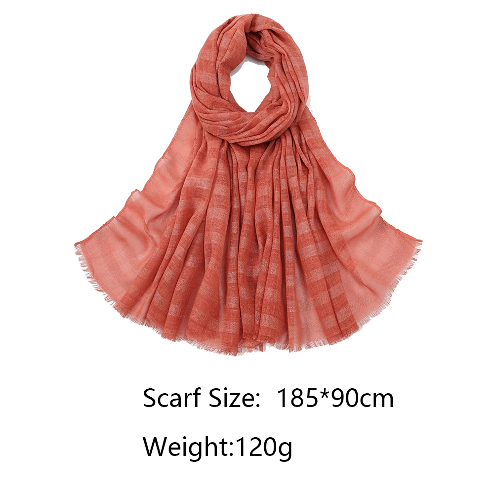 Solid Cotton Hijab for Woman Plain Scarf Islam Turban Long Tassel Shawl Wrap Stripe Women's Scarves Foulard Femme Hijab 185*90cm