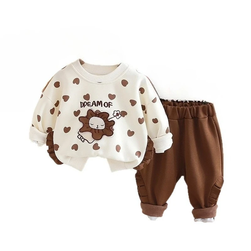 

New Spring Autumn Baby Clothes Children Girls Cute Long Sleeved T-Shirt Pants 2Pcs/Sets Infant Cartoon Clothing Kids Tracksuits