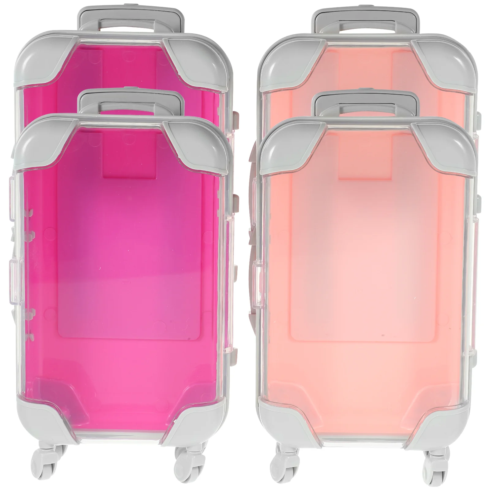 

4 Pcs Simulation Trolley Case Suitcases for Traveling Mini Bag Purse Makeup Box Plastic Hard Shell