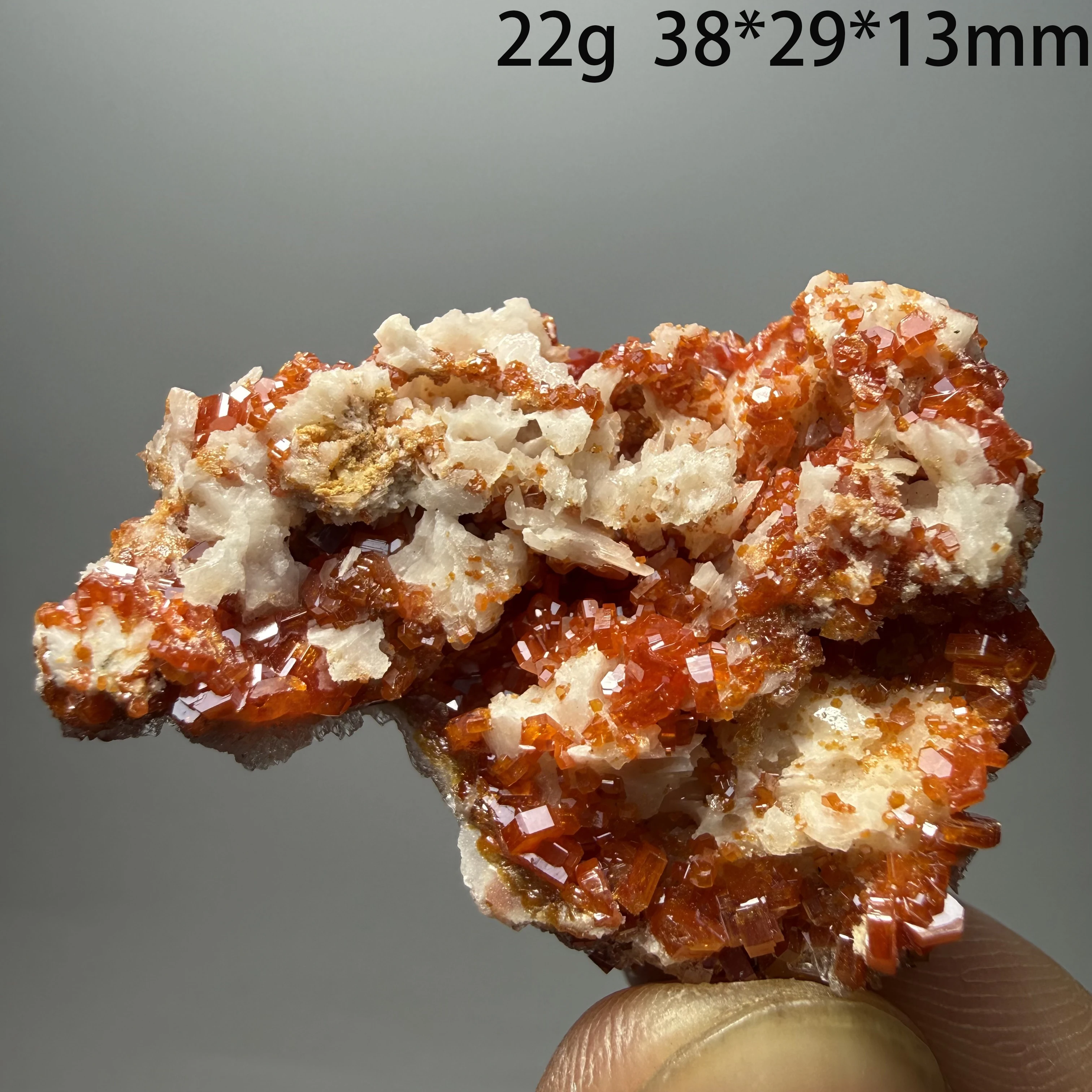 Natural Vanadinite Crystal Cluster on Barite Matrix, Morocco Origin Raw Red Vanadinite Mineral Specimen for Collection A4-2-17