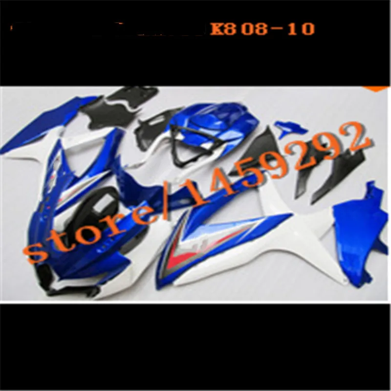 Mold fairings set for 08 09 10 GSXR 600 750 K8 white blue black Fairing kit for A GSXR600 GSXR750 2008 2009 2010