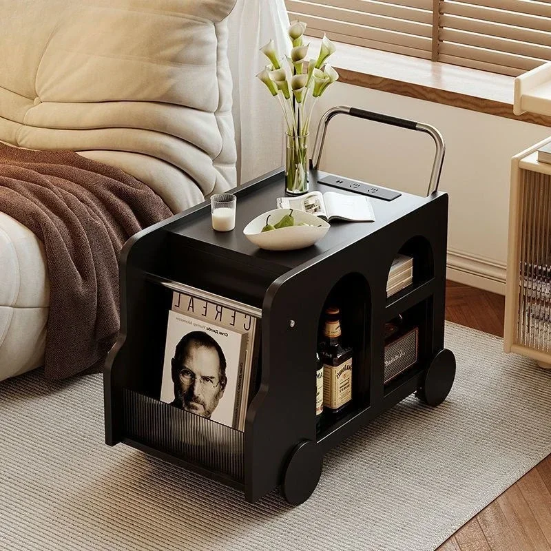 French removable sofa side table, light luxury high-end coffee table, small table side cabinet, bedroom cart rack