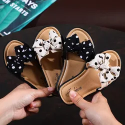 New Bow Flats Open Toe Slide Sandals infradito antiscivolo pantofole da casa per bambini bambini ragazze Summer Cute Beach pantofole scarpe