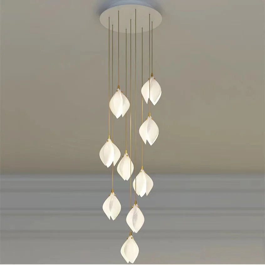 LED Modern Bar Counter Pendant Light White Painted Ceramic Bud Dining Room Pendant Lamp Restaurant Balcony Hanging Lamp