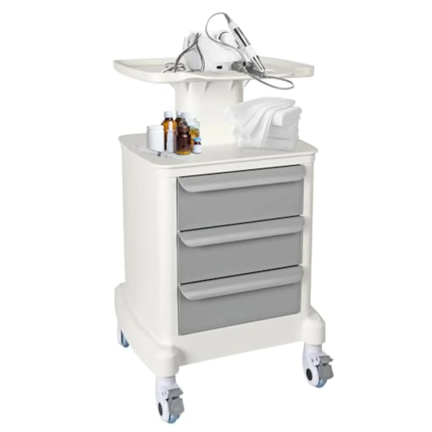 Mobile Trolley Cart for Portable Ultrasound Scanner 115 Lbs Load | Beauty Salon Storage Trolley with 3 Drawers 4