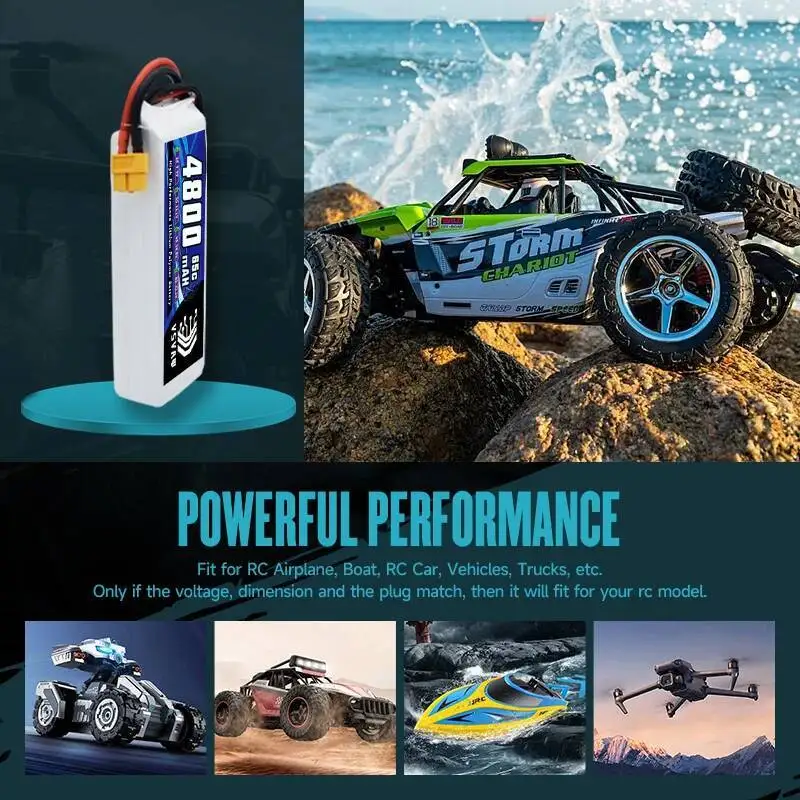 VSVAW 3S Lipo batterie pour Drone FPV 11.1V 65C 4800mAh prise EC5 pour voiture RC quadrirotor bateau avion RC modèle UAV pièces RC