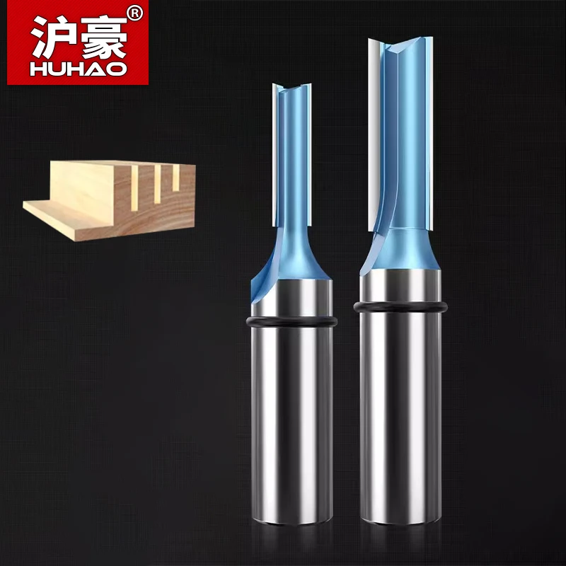 HUHAO 1pc Industrial Grade Woodworking  Router Bit Double Edged Endmill Straight Trimmer Bit SharpedTungsten Milling Cutter