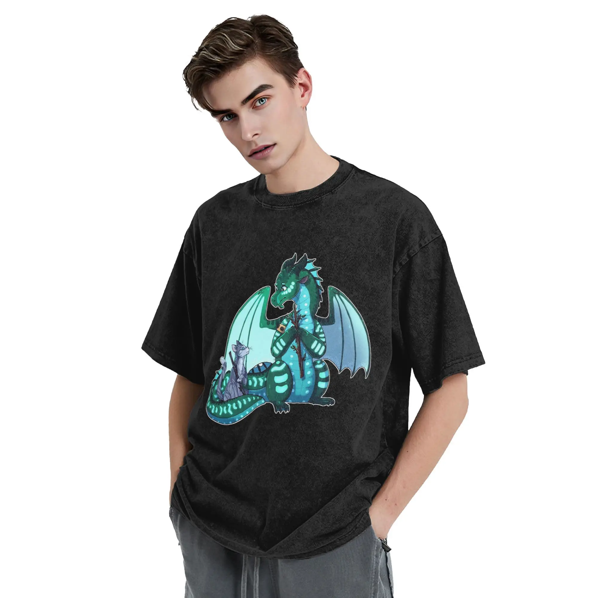 

Wings of Fire & Warriors - Turtle and Jayfeather - Stick Bois T-Shirt for Men Cotton T Shirts Tees Short Round Neck Clothes Tops
