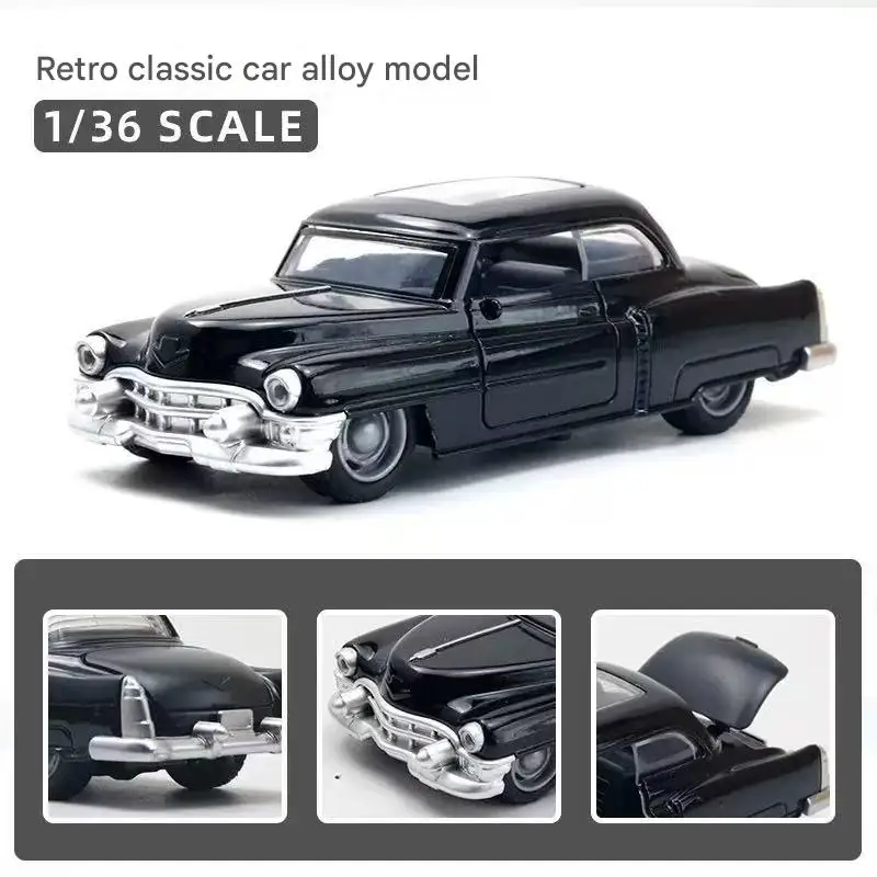 سيارة دقيقة من سبيكة سوداء - موديل سيارة أنيق مع باب مفتوح وسحب للخلف، بلاستيك/معدن متين، لا يتطلب بطارية