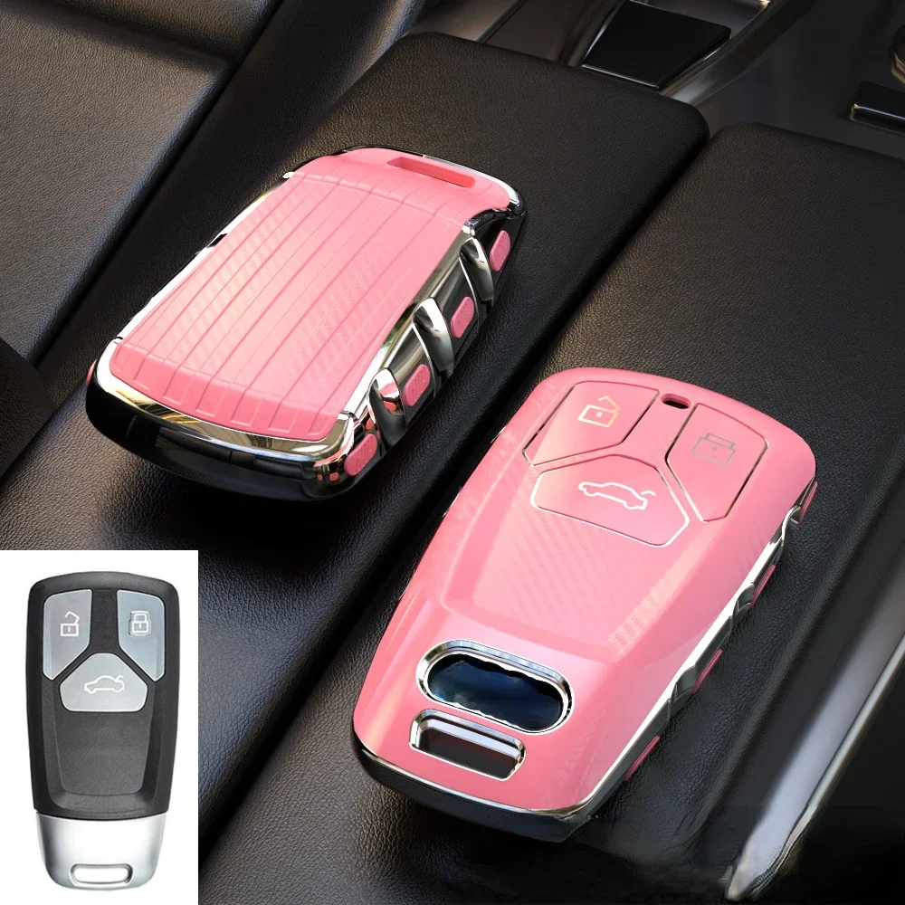 Fashion TPU Car Remote Key Case Cover Shell For Audi A4 B9 A5 A6 8S 8W Q5 Q7 4M S4 S5 S7 TT TTS TFSI RS Protector Fob Keyless