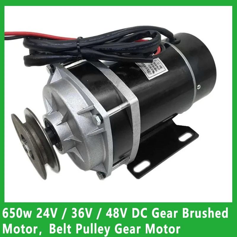 

650W DC Brushed Gear Motor 24V/36V/48V Adjustable Voltage - Belt Pulley Design for Electric Tricycle | MY1122ZXF Model