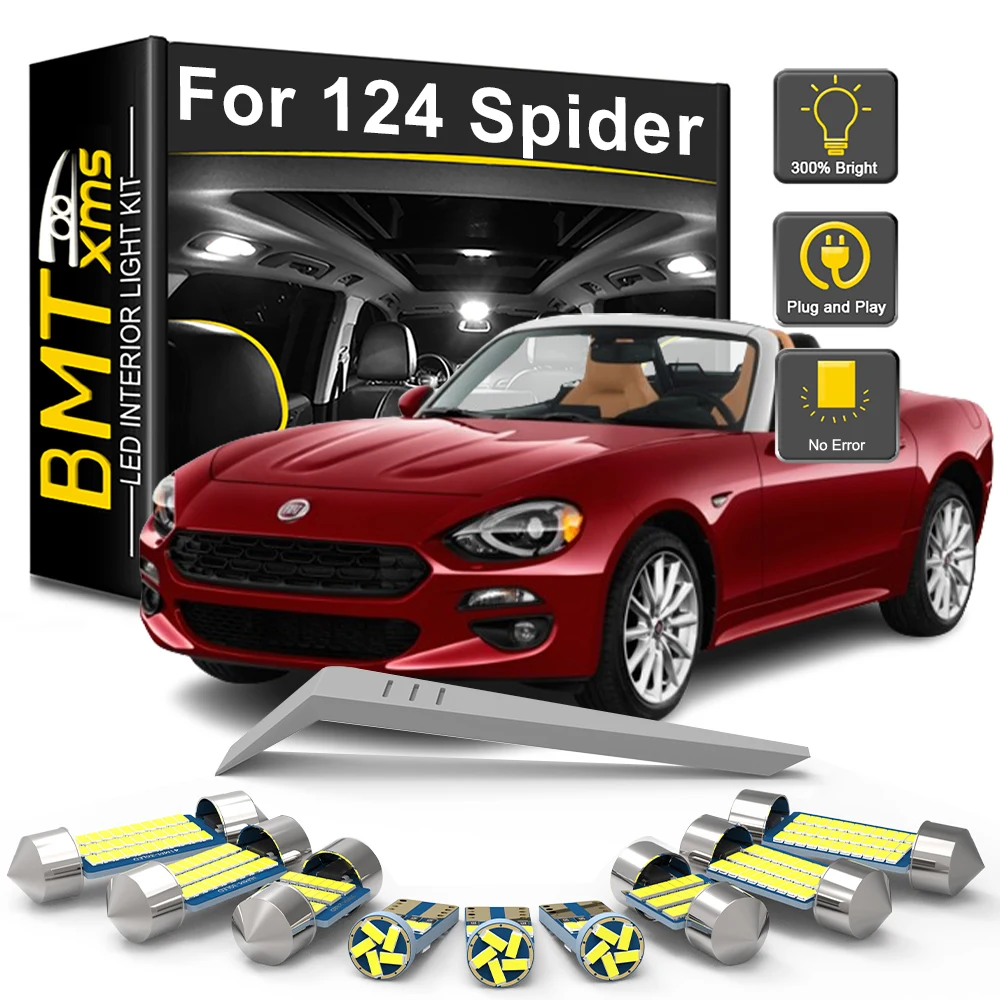 BMTxms 9Pcs LED Interior Light Bulb Kit For Fiat 124 Spider 2017 2018 2019 2020 Canbus Car Reading Dome Trunk Vehicle Lamp