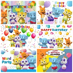 Cartoon Word Party Theme Background Kids Children Birthday Party Baby Shower Decoration Newborn Photography Backdrops Customized