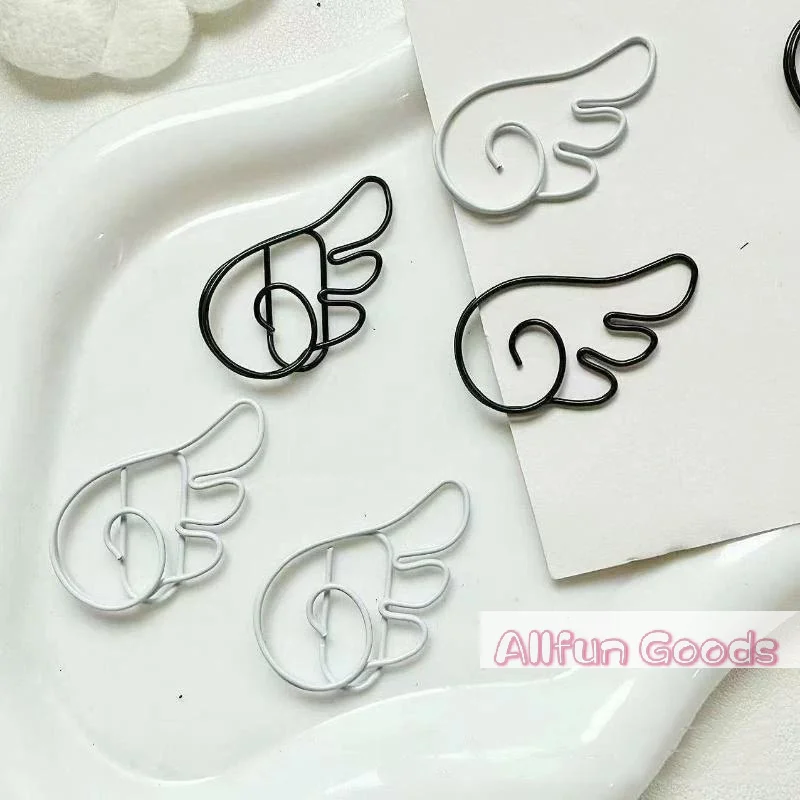 10/20/50Pcs INS Style Angel Wing Shaped Metal Paper Clips Simple Cute Pin For Student Stationery Office Decoration Supplies