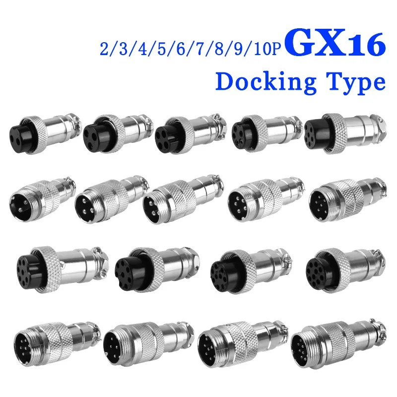 5pcs GX16 Butt Wire Aviation Connector 2/3/4/5/6/7/8/9/10 Pin Male Female Aviation Socket Plug Docking Connectors