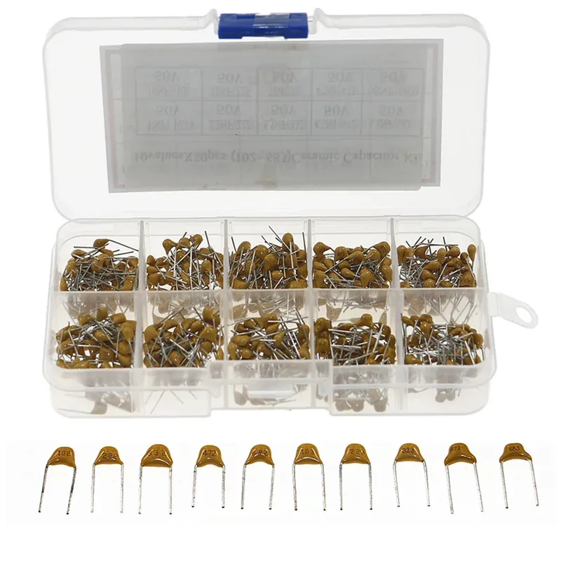 500pcs 10Value Each 50pcs 1nF~68nF 102- 683 Multilayer Monolithic Ceramic Capacitors Assorted kit Box