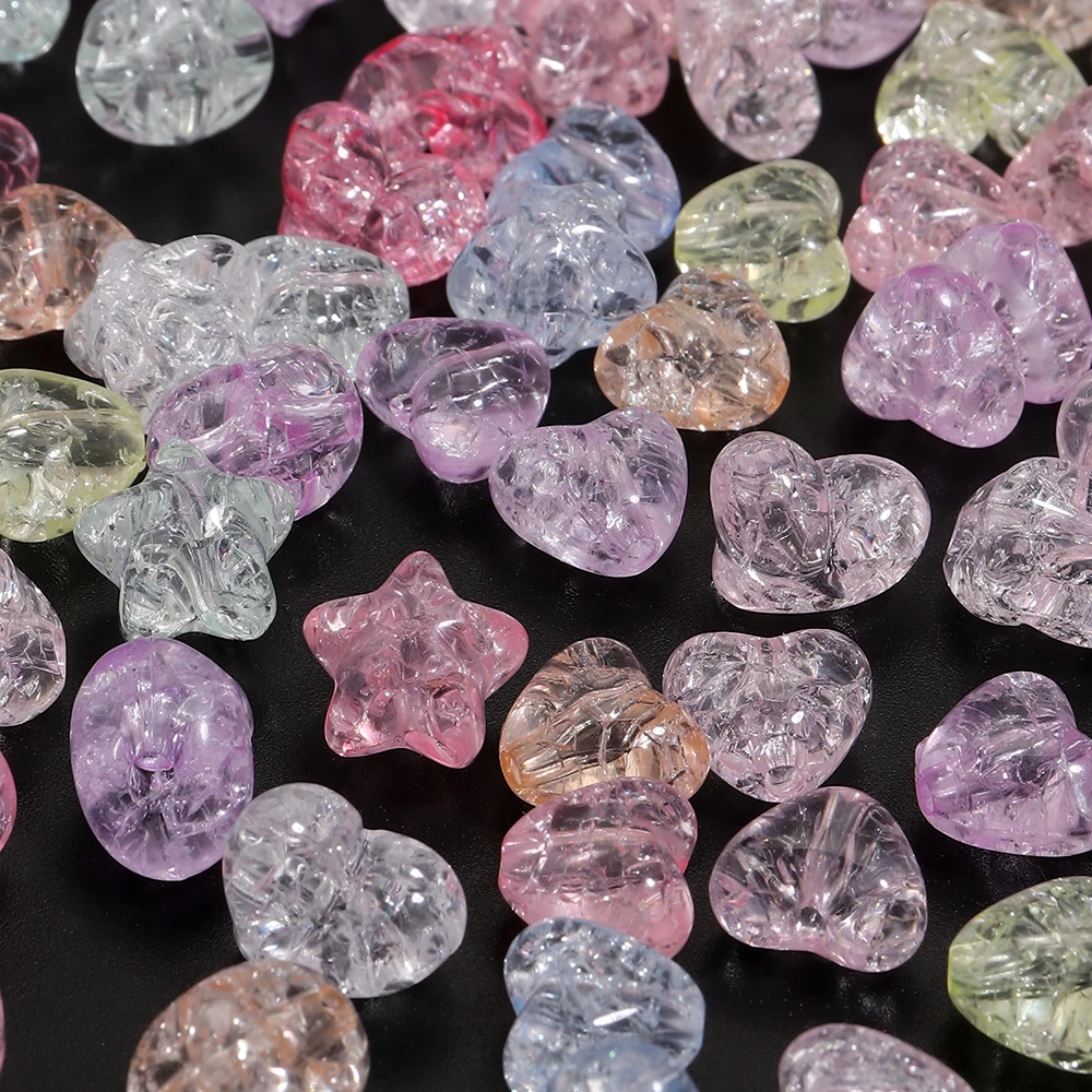 50-100 قطعة واضح الاكريليك انفجار الخرز لون الحلوى ستار القلب خزر عازل DIY بها بنفسك اليدوية لنتائج المجوهرات أساور اكسسوارات #1