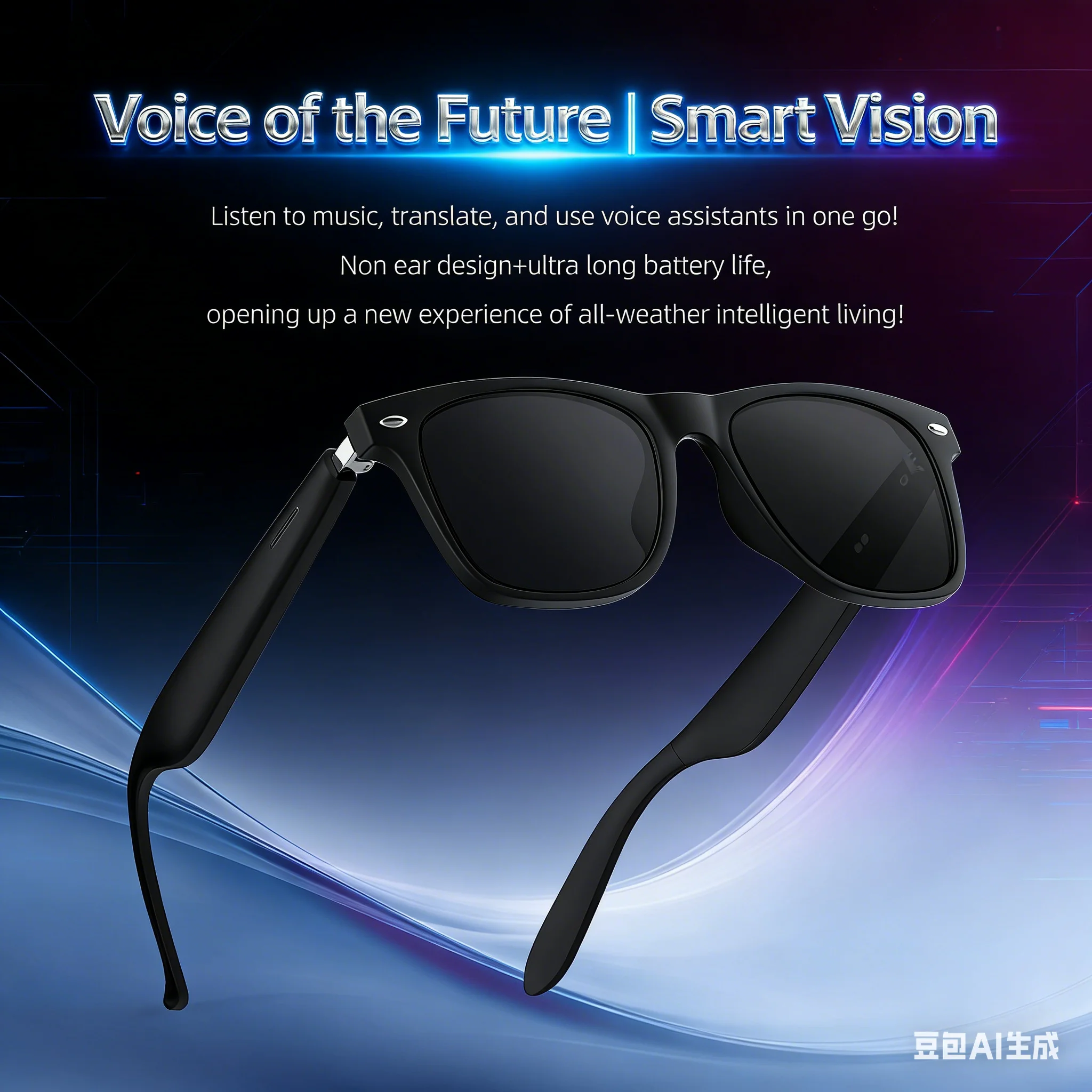 

Bluetooth smart wireless glasses, multi-functional, for listening to music, making phone calls, sports, and driving