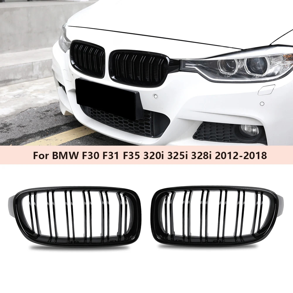 

2pcs Car Styling Front Kidney Grille Dual Slat Grille For bmw F30 F31 F35 2012-2018 320i 325i 328i Black Gloss High Quality ABS