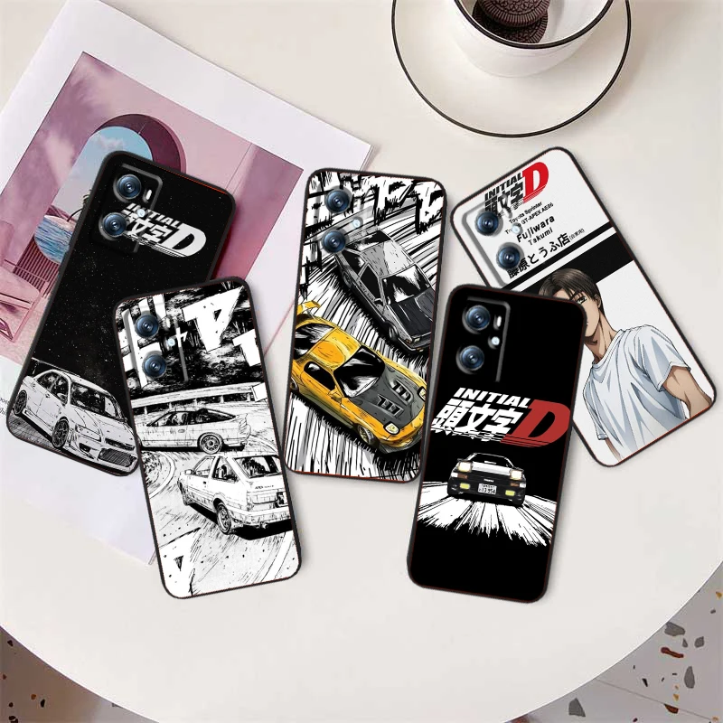 Cool Cute Initial D For OPPO Find X6 X5 X3 A54S A5 A94 A16 A53S A57 A74 A72 A98 A78 A96 A9 5G Black Back Phone Case