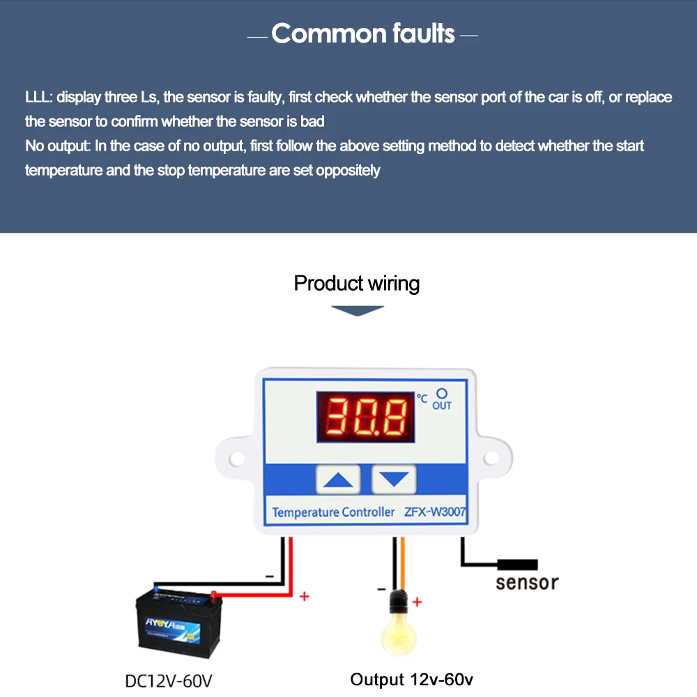 Imagem -04 - Controle Digital Temperatura Interruptor do Termostato do Microcomputador Termômetro Mos Saída Termorregulador 12v 24v 36 48v 60v W3007