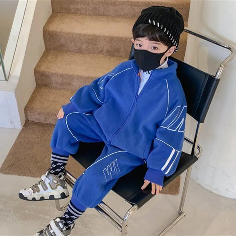 

Boys Suit Coat+Pants Cotton 2Pcs/Sets 2022 In Stock Spring Autumn Sports Sets School Home Children Clothing