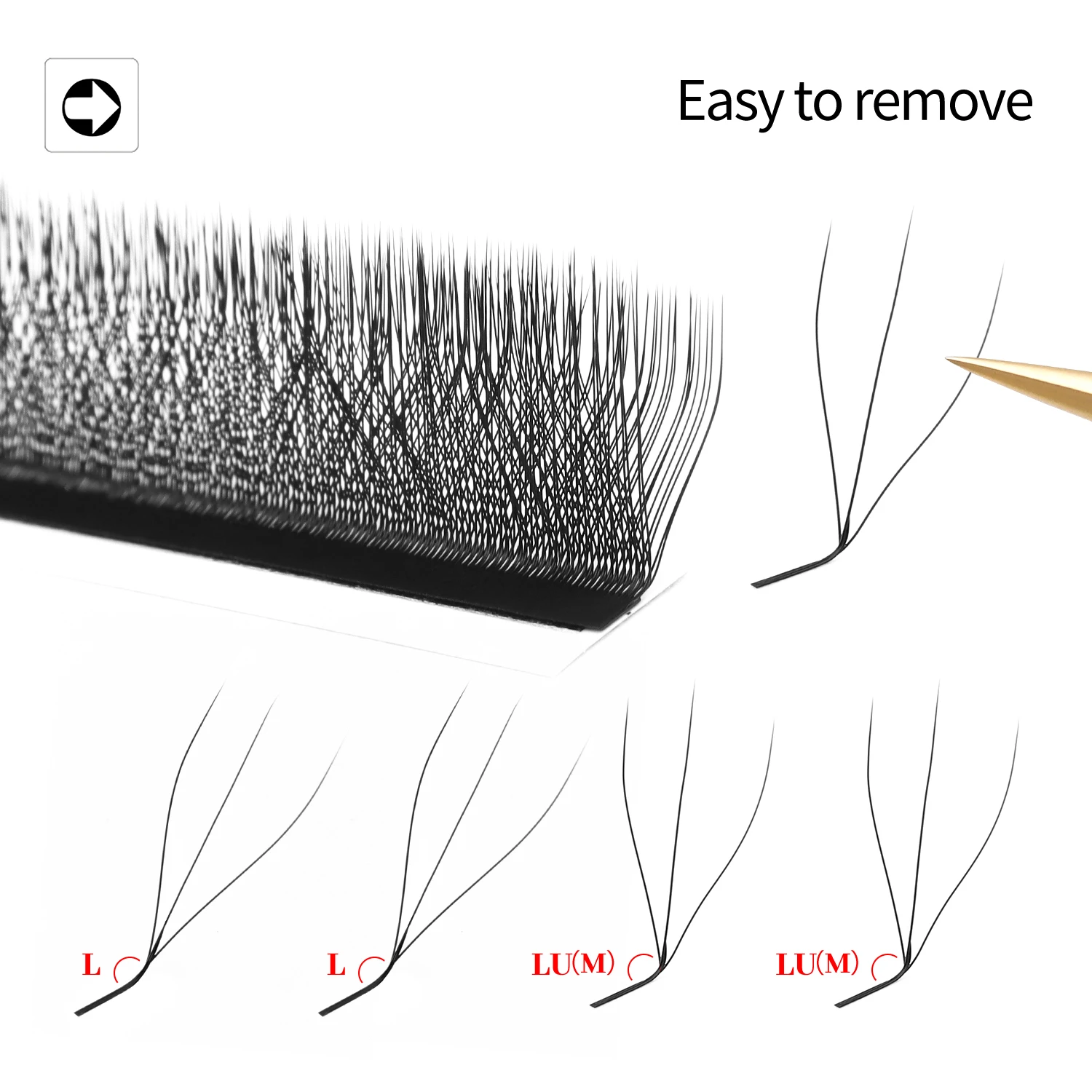 XIUSUZAKI L/LU/M Curl 3D W Lashes Extensions Soft Natural W Shape Eyelash Premade Volume Fans Individual False Lashes Extensions
