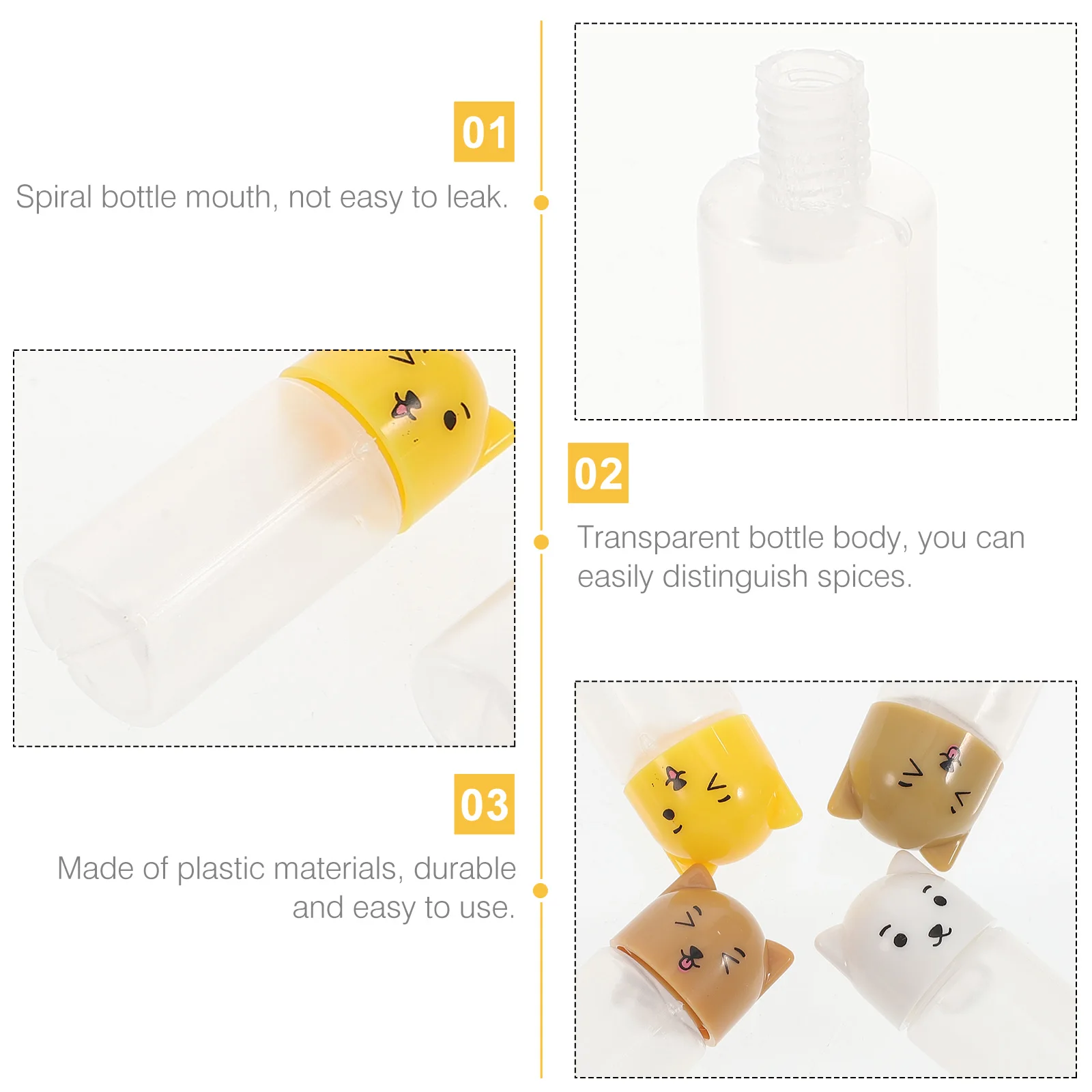 

4pcs Picnic Seasoning Bottles Mini Sauce Containers Compact Portable Plastic Vinegar Storage Soy Sauce Dispenser Lightweight